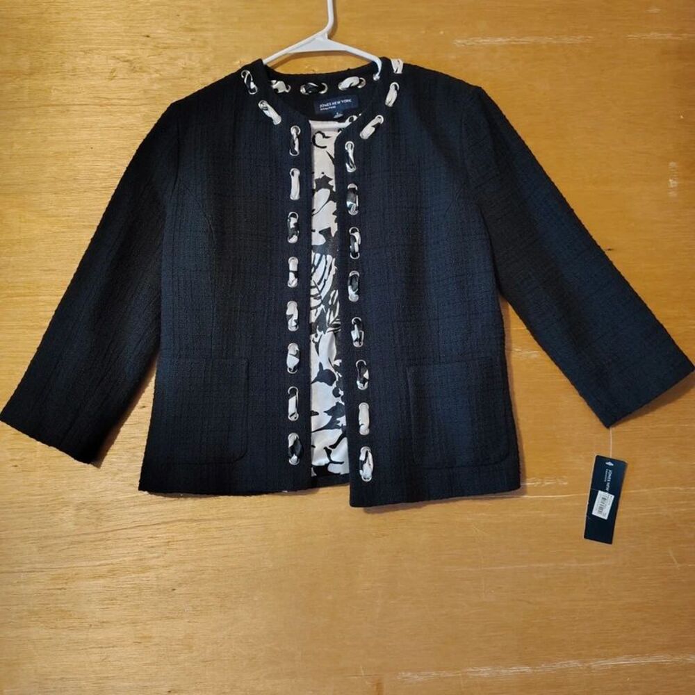 Jones New York Signature Women 3/4 Sleeve Open Front Jacket Size 6 NWT New
